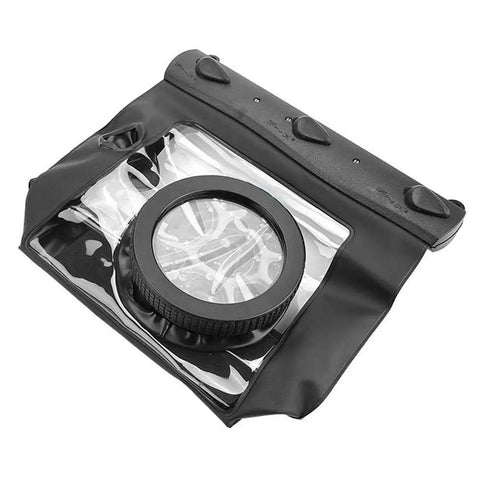 Underwater Camera Housing Case For DSLR And Mirrorless Cameras, 20 Meter Waterproof Deep Sea Protective Pouch, Black in close-up view