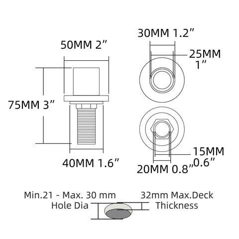 Stainless Steel Kitchen Sink Side Sprayer Set With Pull Out Hose And Holder, Black Finish, installation dimensions guide