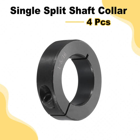 Beefy Heavy Duty Split Shaft Collar Set, Four Pack, 1-5/16 In Bore, 2-1/8 In OD, 9/16 In Thick, One-Piece Clamping Collar With Set Screw, Black Oxide Steel, Built Tough For DIY Projects, single split shaft collar 4 pcs