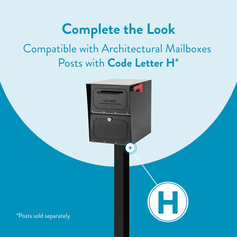 Oasis Classic Locking Post Mount Parcel Mailbox Built Like A Tank With High Security Reinforced Lock on post, focus letter H.