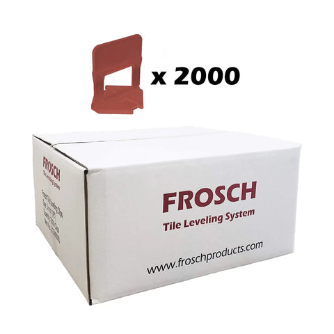 Tile Leveling System Clips One Thirty Second Inch 2000 Pack For Leveling Wall And Floor Tiles Eliminates Lippage Works With Three To Twelve Millimeter Tile Thickness box and clip.