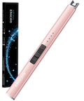 Electric USB Lighter For Candles And Outdoor Camping Rechargeable Arc Lighter With Dual Safety Lock Rose Gold Finish