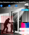 Total Game Changer 8MP 4K POE PTZ Security Camera Surveillance Kit detects motion at night near a door.