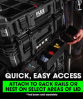 Stack Pack Storage System Organizer Box with Quick Connect Interlocking Built Tough 50 Lb Load Capacity on job site