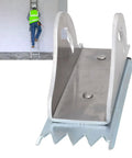 Close-up of Heavy Duty Extension Ladder Feet Kit With Bulky Slip Proof Rubber Pads And 90 Degree Swivel Steel Base.