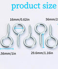 Product size display of Heavy Duty 10 Pack 2.2 Inch Eye Hooks M5 Screw Eye Bolts Load Bearing 150 Pounds For Indoor And Outdoor Use Zinc Plated Carbon Steel Ideal For Tying Down Lifting Securing Ropes Cords In Garage Garden Workshop.