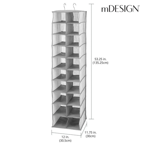 Soft Fabric Closet Organizer With 20 Shelf Over Rod Vertical Storage for shoes, handbags, clutches, and accessories, black cream.