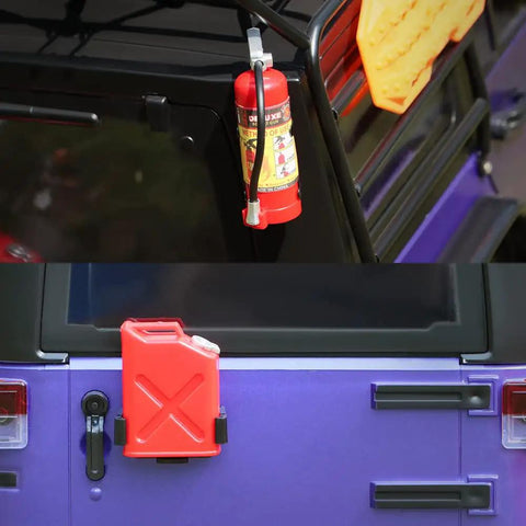 1/10 RC Crawler Accessories Storage Box with red fire extinguisher and fuel tank on Traxxas TRX4 Axial SCX10 Redcat Gen 7 8 Black