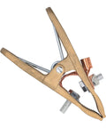 Heavy Duty A Shape Ground Welding Earth Clamp With Superior Grip And High 800A Power Rating For MIG Arc Welding Jobs featuring brass design.