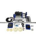 Yokoma 110V portable line boring machine with 5.2 ft drilling bar and blue mounting frames; includes accessories.