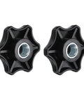 2 Pack Black Star Clamping Knob 5/8-11 Thread Fluted Grip Screw For Shop Jigs And Woodworking showing plastic knobs with steel inserts.