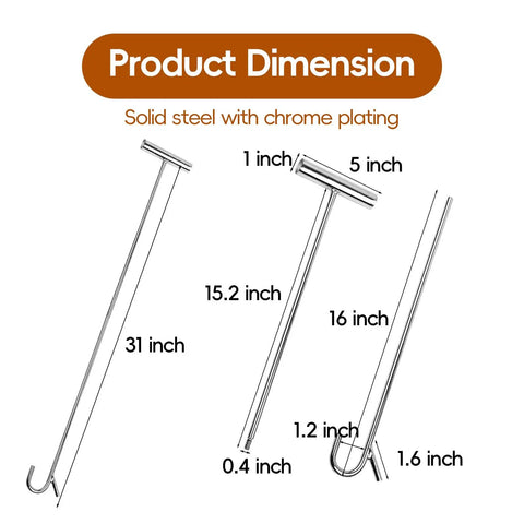 5th Wheel Pin Puller 31 Inch Heavy Duty Solid Steel Chrome Plated For Easy Pin Release Without Crawling Under The Trailer, 31-inch dimensions