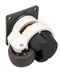 Built Like A Tank 4Pcs Heavy Duty Leveling Casters Featuring Retractable NBR Rubber Pads And Top Plate Swivel Wheels for workshop tables, showing swivel caster with brown rubber wheel.