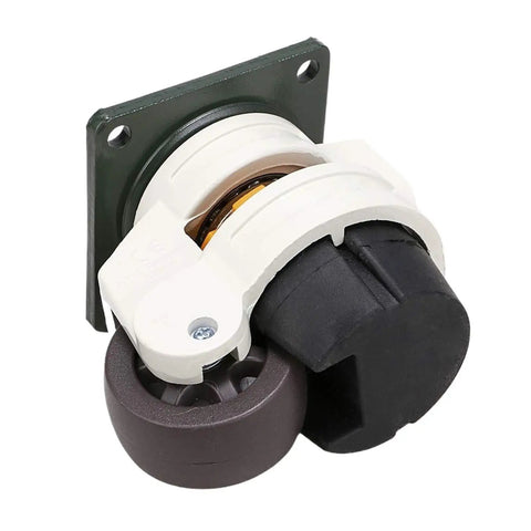 Built Like A Tank 4Pcs Heavy Duty Leveling Casters Featuring Retractable NBR Rubber Pads And Top Plate Swivel Wheels for workshop tables, showing swivel caster with brown rubber wheel.