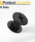50 Piece Black Chicago Screw Kit M4 X 8mm Precision Carbon Steel Phillips binding hardware in black, used for leather crafting or DIY projects.