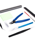 Ultimate DIY Metal Model Tools Kit For 3D Puzzle Building And Assembly Includes 8 Piece Bend And Pliers Tool Set Pro Grade shown on white.