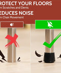 Non Slip Rubber Chair Leg Caps With Seven Eighths Inch Inner Diameter Floor Protectors demonstration on hardwood floors