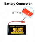 3.7V 900mAh LiPo Battery with JST Plug for RC Drones showing battery connector detail