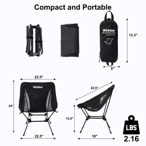 Grab-And-Go Lightweight Camping Chair For Adults Folding Portable Chair With Square Base And Carry Bag 2.16 Lbs