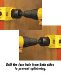 Pro Level Carbon Steel Lock Installation Kit With Adjustable Guide Template For Wood Doors drill setup preventing splintering.