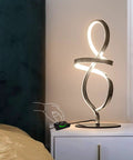 Dope Modern LED Table Lamp With Unique Spiral Design For A Sleek Nightstand, Stepless Dimming, Chrome Finish Bedside Light