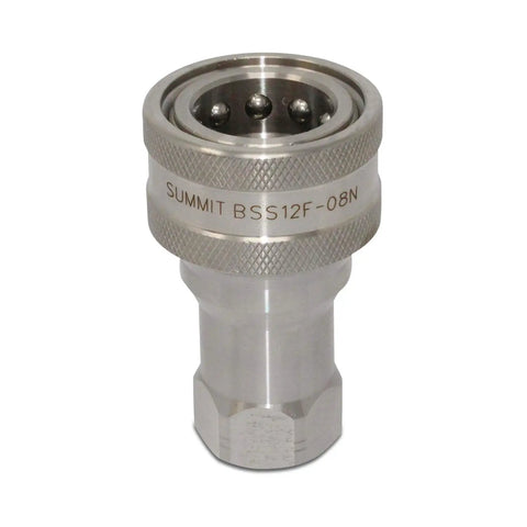 Heavy Duty 1/2 Inch NPT Stainless Steel ISO 7241B Quick Disconnect Hydraulic Coupler Set showing a close-up view of connector fitting.