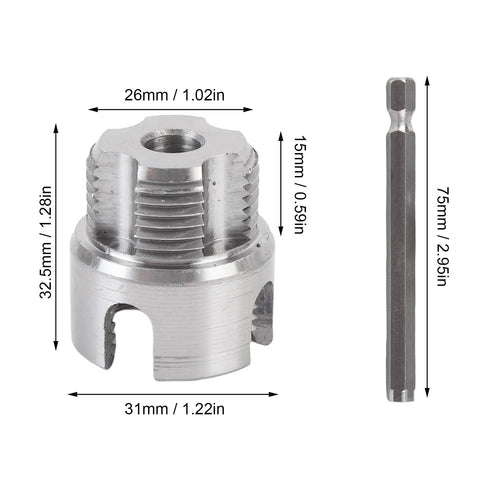 LiebeWH Pipe Threader Set G3/4 with 1/4 Inch Hex Shank, showing the steel cutting tool for internal and external threading.
