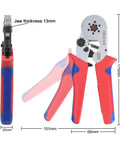 Get The Hsc8 Mini Adjustable Ratchet Crimping Pliers For Square And Hexagon Ferrule Pin Terminals To Save Time During Your Electrical Projects With Ergonomic Design That Reduces Hand Fatigue While Handling All Wire Sizes For Precise And Reliable. red-blue metal crimping pliers, 175mm, 13mm jaw