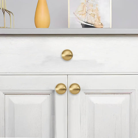 20 Pack Brushed Brass Cabinet Knobs Solid Heavy Duty Mushroom Pulls Size For Cabinets Closets Dressers Kitchens And Bathrooms Hardware Upgrade Your Cabinets With Easy Install Dope Look Built To Last on white cabinet drawer