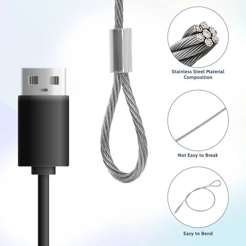 Five Pack 12 Inch Safety Cable Locks With Loops Heavy Duty Braided Steel Wire Rope shown with close-up details
