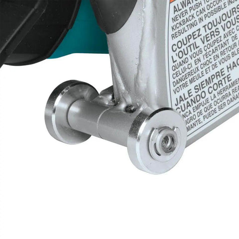 Close-up of the base of the 14 Inch Electric Angle Cutter Powered By A Rugged Fifteen Amp Motor, showcasing its robust design and details.