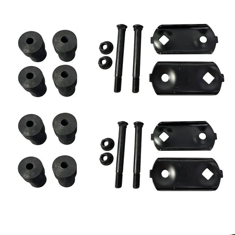 Beefed Up Rear Spring Shackle And Bushing Kit For 1968 To 1981 Camaro And Firebird 2 Piece Set with bolts, nuts, and bushings