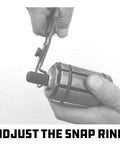 Powerbuilt tailpipe expander tool, 1-1/8–1-3/4 in, alloy steel; side view with hand adjusting snap ring