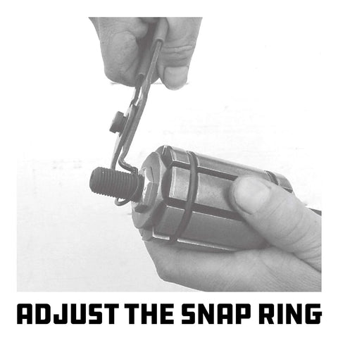 Powerbuilt tailpipe expander tool, 1-1/8–1-3/4 in, alloy steel; side view with hand adjusting snap ring
