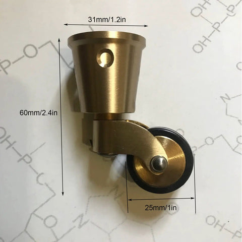 Heavy Duty Brass Rubber Caster Wheels For Furniture Move Like Butter Swivel Replacement Casters with cup base and screw mount.