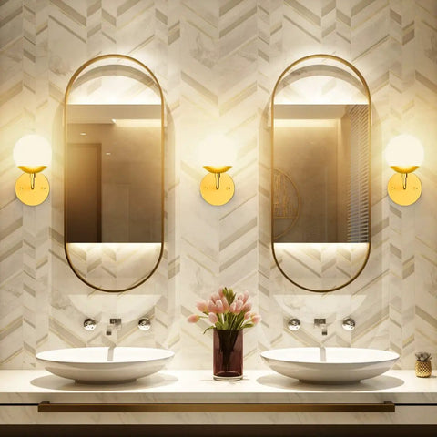 Gold Globe Wall Sconce 1 Light Modern Mid Century Dope Gold Wall Light For Living Room Bedroom Hallway Stairs Bathroom And Restaurants 3000K G9 Bulbs Included illuminating a luxurious bathroom