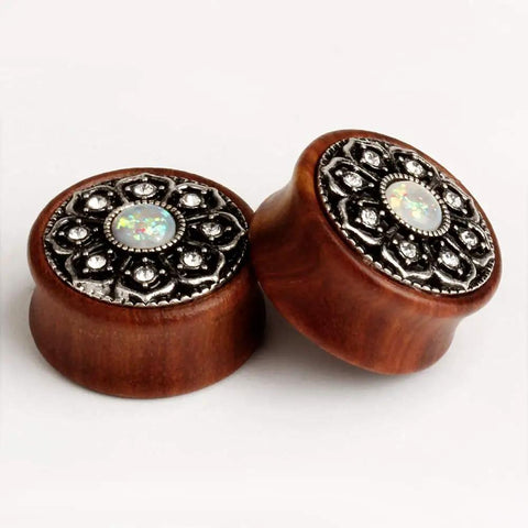 Sun Moon Organic Wood Saddle Ear Plugs Set Eight Pairs For Tunnels And Piercings Gift Box Finely Polished Easy Insertion Harmless To Skin
