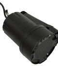 No Hassle Submersible Utility Pump Moves Water Like A Champ With Strong 1/5 Hp Motor Transfers Pond Or Basement Liquid Fast Up To 1600 Gph Includes 10 Ft Cord And Garden Hose Adapter Thermoplastic Shell Black, top view of black pump.