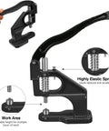 Heavy duty cast iron hand press from All In One Grommet Press Kit. Includes three die sets and 3000 eyelets for grommet installation.