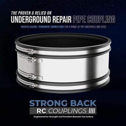 4 Inch Shielded Below Ground Sewer Pipe Coupling For Cast Iron Plastic Or Steel To Cast Iron Plastic Or Steel Plumbing Waste Connections With Elastomeric PVC Wrapped In 300 Series Stainless Steel For Heavy Duty Loads And No Fuss Pipe Alignment, silver