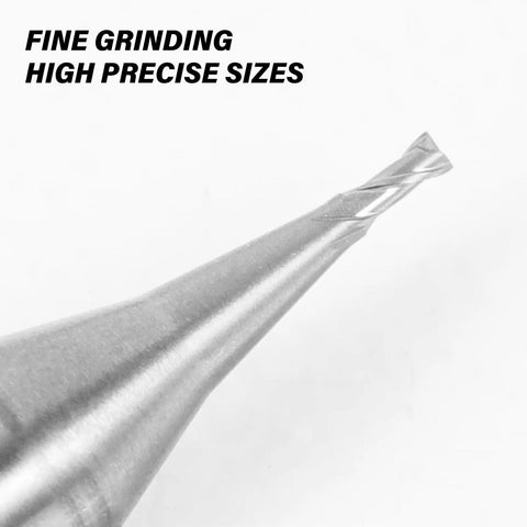 Close-up of 0.6mm Micro Carbide Flat End Mill 2 Flutes Uncoated Micro Grain CNC Milling Cutter for Aluminum