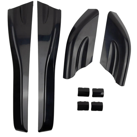 Premium Black Protective Shell Caps For Hyundai Tucson 2004-2008 Roof Rack Rails Kit - Durable High Temp Resistant End Covers To Keep Your Auto Rail Looking Fresh And Functional. Black plastic roof rack end caps, pack of 8, shown front view