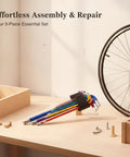 Solid 9-Piece Hex Key Set Crafted From Tough Chrome Vanadium Steel For Easy Bike Repair Furniture Assembly And Household Fixes That Get The Job Done Right, color-coded hex keys