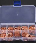 Rock Solid 200 Piece Copper Flat Washers Gasket Set M5 M6 M8 M10 M12 M14 OD 9 To 18 mm for Car and Home Repair That Get The Job Done Without Any Hassle for Real Men and Women Handling Daily Maintenance Tasks across the Country. Copper flat washer assortment in plastic case, assorted sizes for repair use