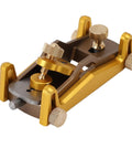 Heavy Duty Low Angle Hand Plane With Solid Aluminum Body For Butter Smooth Planing And Razor Crisp Chamfering Adjustable Cutting Angles showcasing the adjustable knobs and aluminum build.