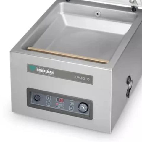 Rock Solid Heavy Duty Countertop Vacuum Sealer Built Like A Tank With Premium Stainless Housing Internal Vacuum Pump And Twin Wire Seal Bar For No Fuss Bulk Packing, showing control panel and spacious chamber.