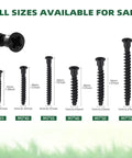 Various sizes of black zinc plated screws, including 50 Pcs Highpoint Confirmat Screws Flat Head Countersunk Black Zinc Plated.