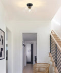 Matte Black Flush Mount Ceiling Light With Clear Glass Shade For Hallways And Entryways, Dope Modern Vintage Style