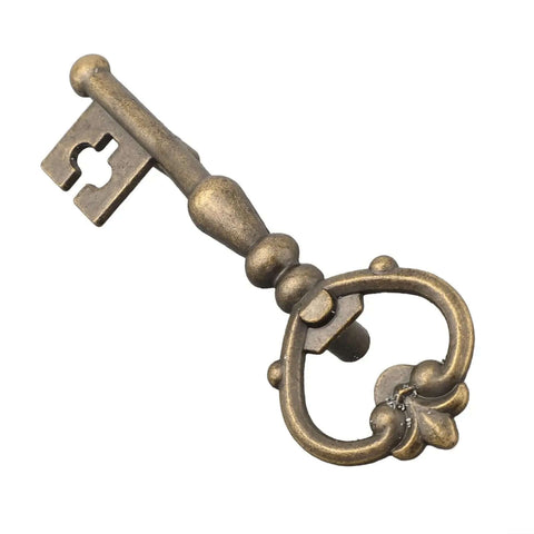 Key Shape Cabinet Pull Handle in Zinc Alloy with Bronze Finish, Old School Farmhouse Style, Durable Cabinet Hardware, 13.4 x 5.4 cm