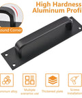 Pull Push Door Plate Handle Set 2 Pack 8 Inch Heavy Duty Aluminum Barn Door Pull With Mounting Screws Matte Black Finish 196x50mm For Shed Garage Commercial Fire Doors, round corner